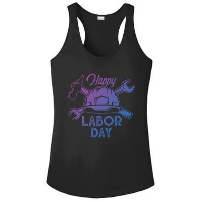 Proud Happy Labor Day Workers Union Strong Usa Flag Great Gift Ladies PosiCharge Competitor Racerback Tank