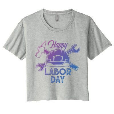 Proud Happy Labor Day Workers Union Strong Usa Flag Great Gift Women's Crop Top Tee