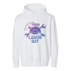 Proud Happy Labor Day Workers Union Strong Usa Flag Great Gift Garment-Dyed Fleece Hoodie