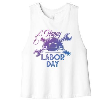 Proud Happy Labor Day Workers Union Strong Usa Flag Great Gift Women's Racerback Cropped Tank