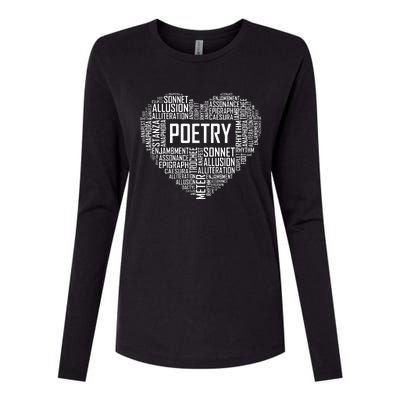 Poetry Heart Lover Gift Poet Writing Poem Writer Gifts Womens Cotton Relaxed Long Sleeve T-Shirt