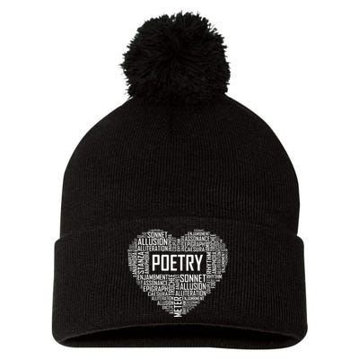 Poetry Heart Lover Gift Poet Writing Poem Writer Gifts Pom Pom 12in Knit Beanie