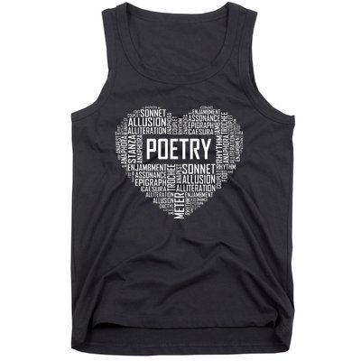 Poetry Heart Lover Gift Poet Writing Poem Writer Gifts Tank Top