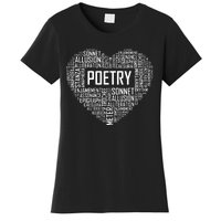 Poetry Heart Lover Gift Poet Writing Poem Writer Gifts Women's T-Shirt