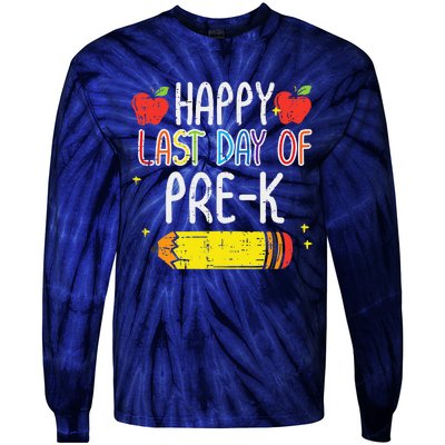 Pencil Happy Last Day Of PreK School Graduation Teacher Tie-Dye Long Sleeve Shirt