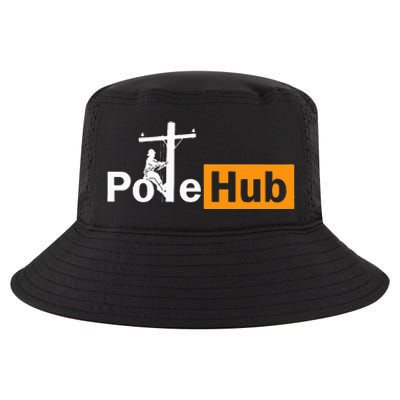 Pole Hub Lineman Line Worker Utility Pole Funny Lineman Fun Cool Comfort Performance Bucket Hat