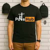 Pole Hub Lineman Line Worker Utility Pole Funny Lineman Fun T-Shirt