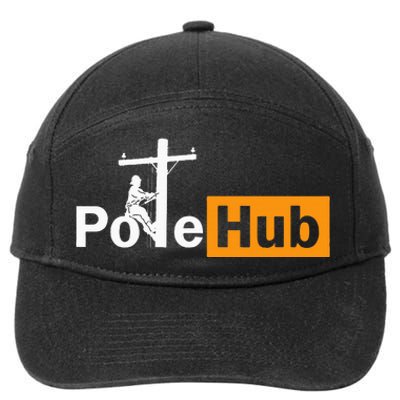 Pole Hub Lineman Line Worker Utility Pole Funny Lineman Fun 7-Panel Snapback Hat