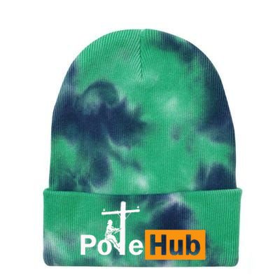 Pole Hub Lineman Line Worker Utility Pole Funny Lineman Fun Tie Dye 12in Knit Beanie