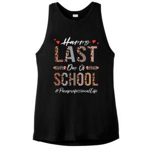 Paraprofessional Happy Last Day Of School Funny Leopard Ladies PosiCharge Tri-Blend Wicking Tank