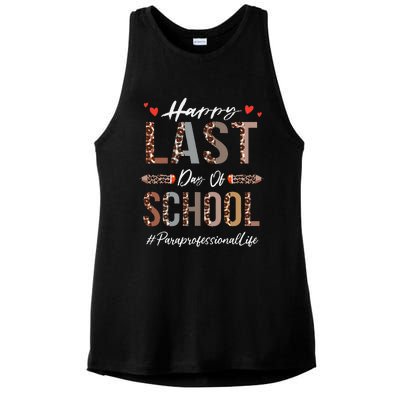 Paraprofessional Happy Last Day Of School Funny Leopard Ladies PosiCharge Tri-Blend Wicking Tank