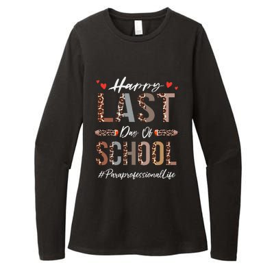 Paraprofessional Happy Last Day Of School Funny Leopard Womens CVC Long Sleeve Shirt