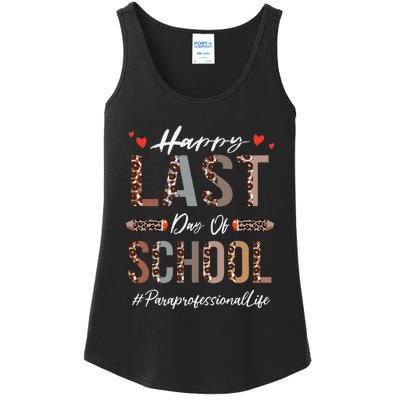 Paraprofessional Happy Last Day Of School Funny Leopard Ladies Essential Tank