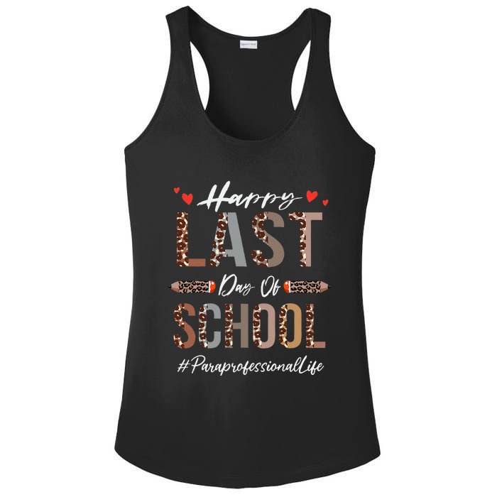 Paraprofessional Happy Last Day Of School Funny Leopard Ladies PosiCharge Competitor Racerback Tank