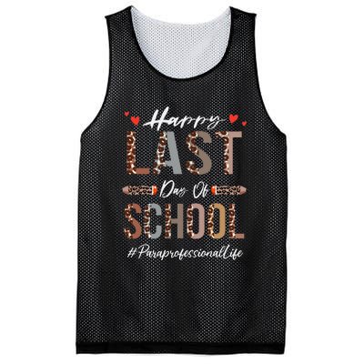 Paraprofessional Happy Last Day Of School Funny Leopard Mesh Reversible Basketball Jersey Tank