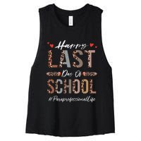 Paraprofessional Happy Last Day Of School Funny Leopard Women's Racerback Cropped Tank