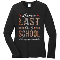 Paraprofessional Happy Last Day Of School Funny Leopard Ladies Long Sleeve Shirt