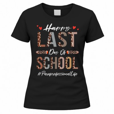 Paraprofessional Happy Last Day Of School Funny Leopard Women's T-Shirt