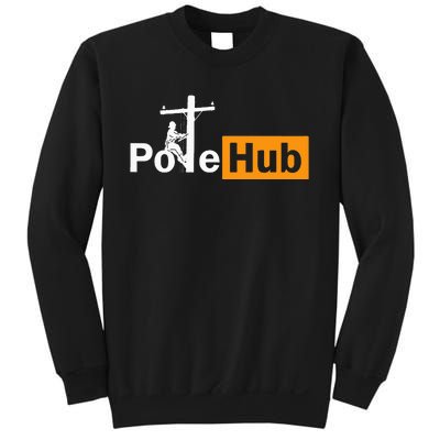 Pole Hub Lineman Line Worker Utility Pole Funny Lineman Fun Sweatshirt