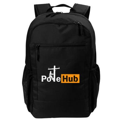 Pole Hub Lineman Line Worker Utility Pole Funny Lineman Fun Daily Commute Backpack