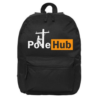 Pole Hub Lineman Line Worker Utility Pole Funny Lineman Fun 16 in Basic Backpack