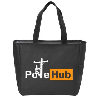 Pole Hub Lineman Line Worker Utility Pole Funny Lineman Fun Zip Tote Bag