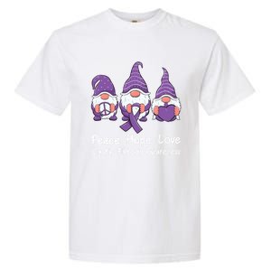 Peace Hope Love Gnomes Purple Cystic Fibrosis Awareness Gift Garment-Dyed Heavyweight T-Shirt