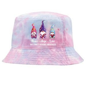 Peace Hope Love Gnomes Williams Syndrome Awareness Cute Gift Tie-Dyed Bucket Hat