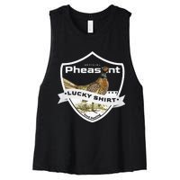 Pheasant Hunter Lucky Charm As Pheasant Hunting Vest Women's Racerback Cropped Tank