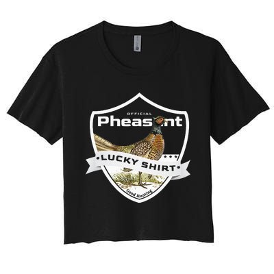 Pheasant Hunter Lucky Charm As Pheasant Hunting Vest Women's Crop Top Tee