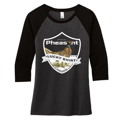 Pheasant Hunter Lucky Charm As Pheasant Hunting Vest Women's Tri-Blend 3/4-Sleeve Raglan Shirt