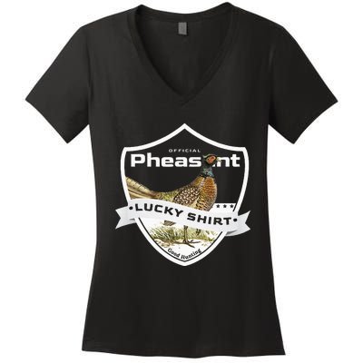 Pheasant Hunter Lucky Charm As Pheasant Hunting Vest Women's V-Neck T-Shirt