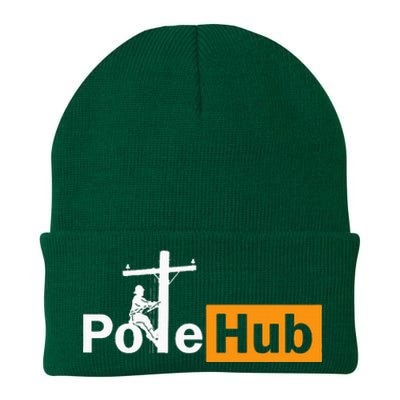 Pole Hub Lineman Line Worker Utility Pole Funny Lineman Fun Knit Cap Winter Beanie