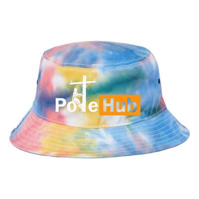 Pole Hub Lineman Line Worker Utility Pole Funny Lineman Fun Tie Dye Newport Bucket Hat