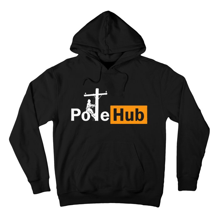 Pole Hub Lineman Line Worker Utility Pole Funny Lineman Fun Hoodie