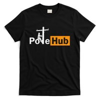 Pole Hub Lineman Line Worker Utility Pole Funny Lineman Fun T-Shirt