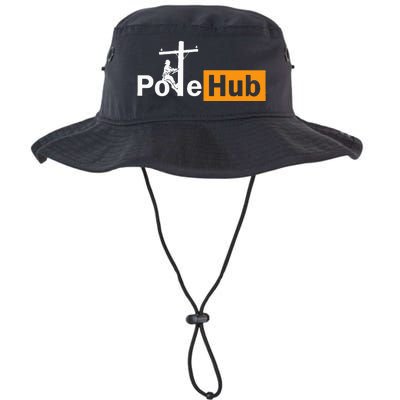 Pole Hub Lineman Line Worker Utility Pole Funny Lineman Fun Legacy Cool Fit Booney Bucket Hat