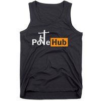 Pole Hub Lineman Line Worker Utility Pole Funny Lineman Fun Tank Top