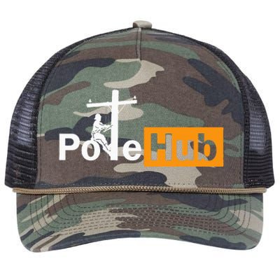 Pole Hub Lineman Line Worker Utility Pole Funny Lineman Fun Retro Rope Trucker Hat Cap