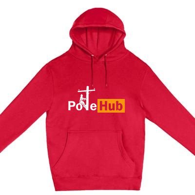 Pole Hub Lineman Line Worker Utility Pole Funny Lineman Fun Premium Pullover Hoodie