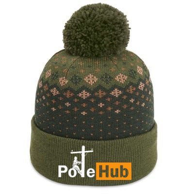 Pole Hub Lineman Line Worker Utility Pole Funny Lineman Fun The Baniff Cuffed Pom Beanie