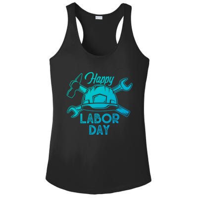 Proud Happy Labor Day Workers Union Strong Usa Flag Gift Ladies PosiCharge Competitor Racerback Tank