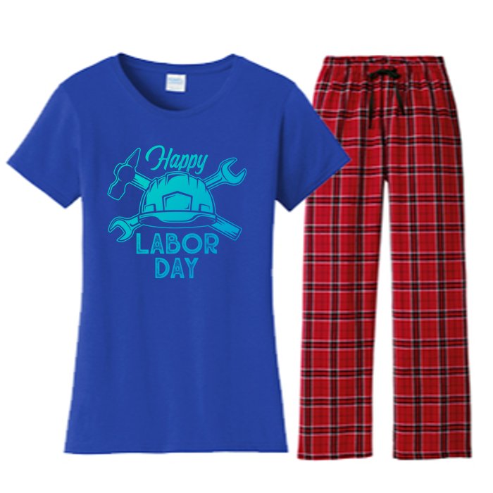 Proud Happy Labor Day Workers Union Strong Usa Flag Gift Women's Flannel Pajama Set