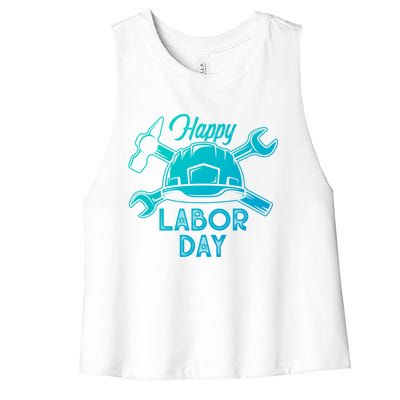 Proud Happy Labor Day Workers Union Strong Usa Flag Gift Women's Racerback Cropped Tank