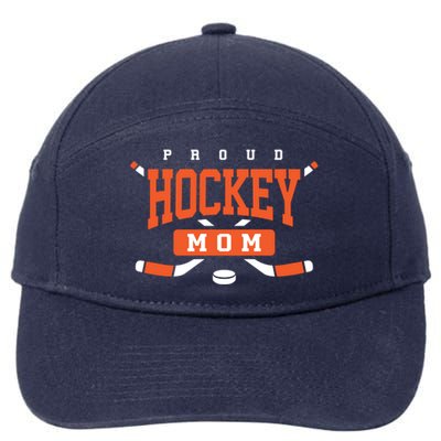 Proud Hockey Mom Cute Gift Cute Gift Orange Hockey Mom Funny Gift 7-Panel Snapback Hat