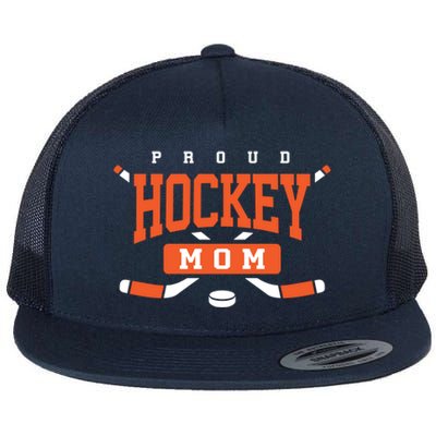 Proud Hockey Mom Cute Gift Cute Gift Orange Hockey Mom Funny Gift Flat Bill Trucker Hat