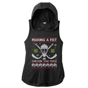 Playing Hockey Making A Fist Checking You Twice Ugly Gift Ladies PosiCharge Tri-Blend Wicking Draft Hoodie Tank