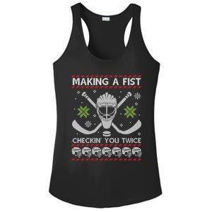 Playing Hockey Making A Fist Checking You Twice Ugly Gift Ladies PosiCharge Competitor Racerback Tank