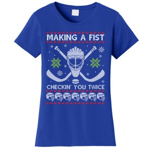 Playing Hockey Making A Fist Checking You Twice Ugly Gift Women's T-Shirt