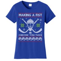 Playing Hockey Making A Fist Checking You Twice Ugly Gift Women's T-Shirt